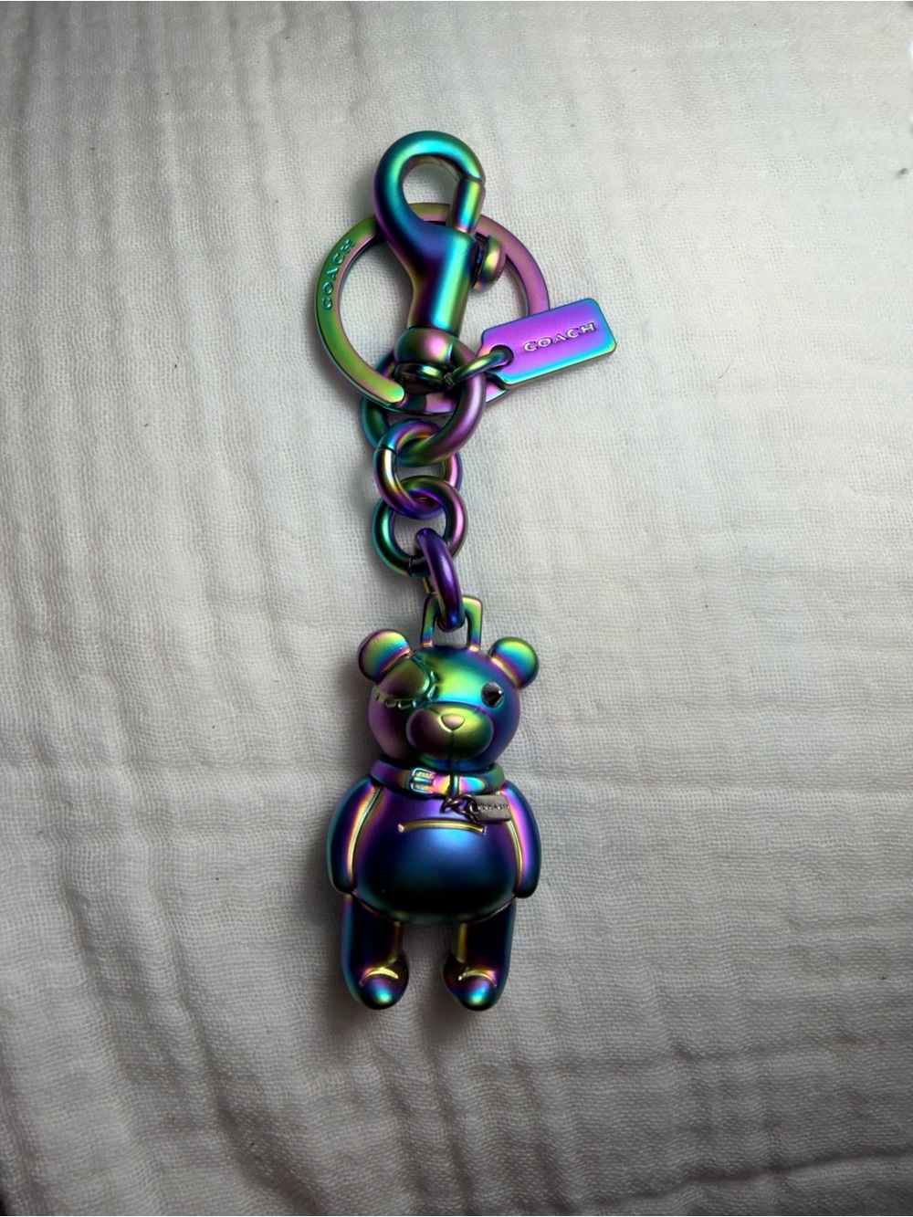 Coach 3D Hologram Oil Slick Teddy Bear Bag Charm